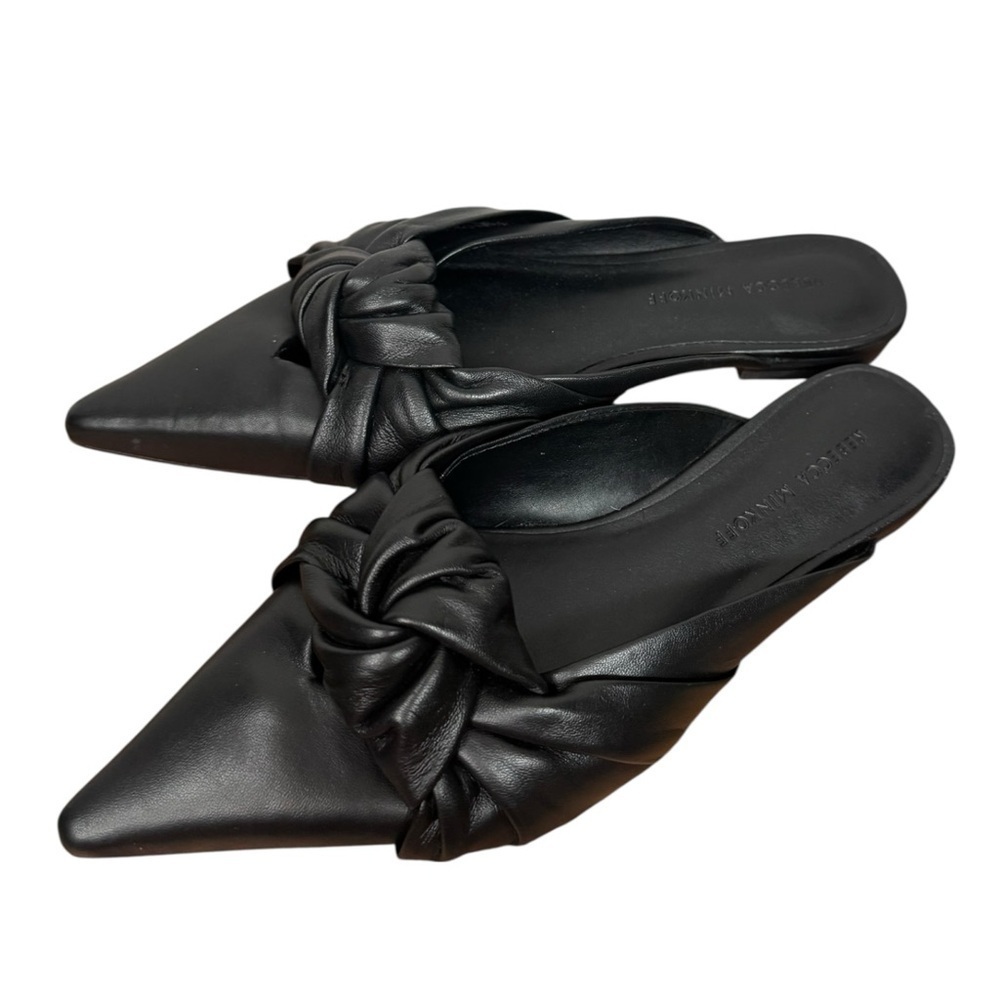 Rebecca Minkoff Coretta Black Leather Knotted Mules 6 5